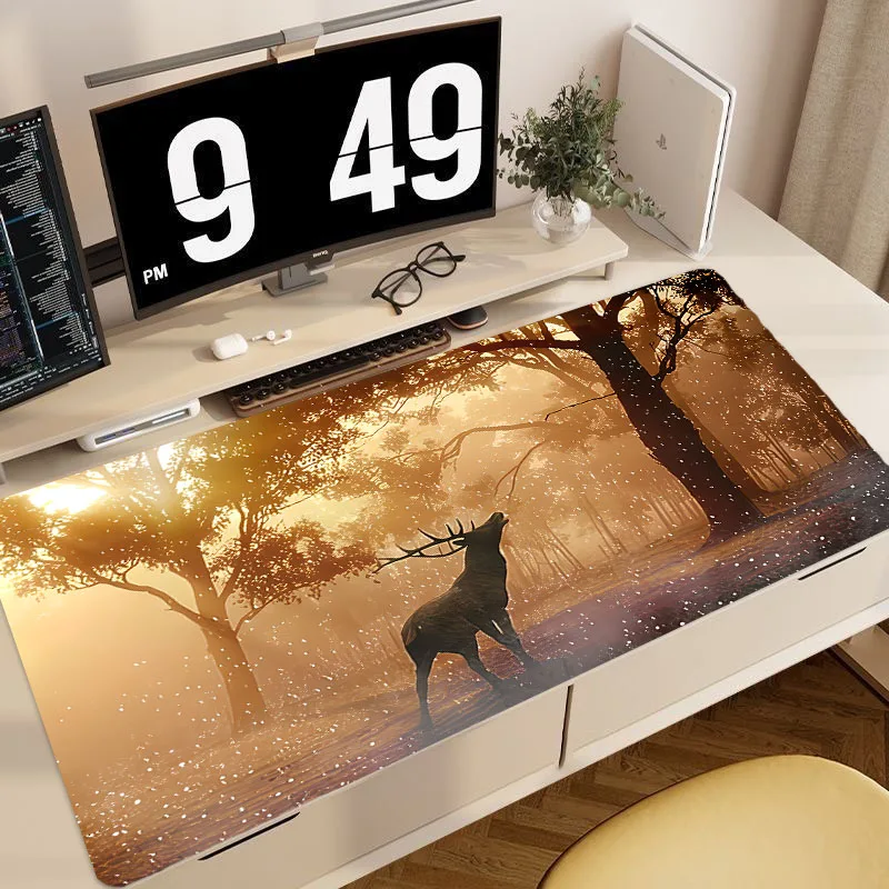 

Large Mouse Pad Forest Deer Desk Pad Computer Gaming XL Home XXL Keyboard Pad Anti-Slip Rubber Office Mousemat Laptop MousePad