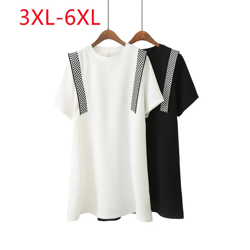 

Large Womens 2022 summer new slim loose short sleeve Pullover Plus Size dress 3XL 4XL 5XL 6xl