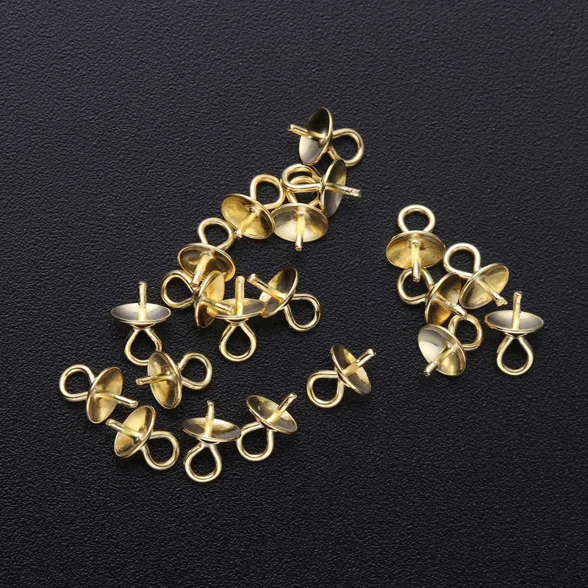 

20Pcs 4mm Gold DIY Cup Pearl Pendant Connectors Jewelry Making Supplies Smooth Surface Fade Resistant Jewelry Making Supplies