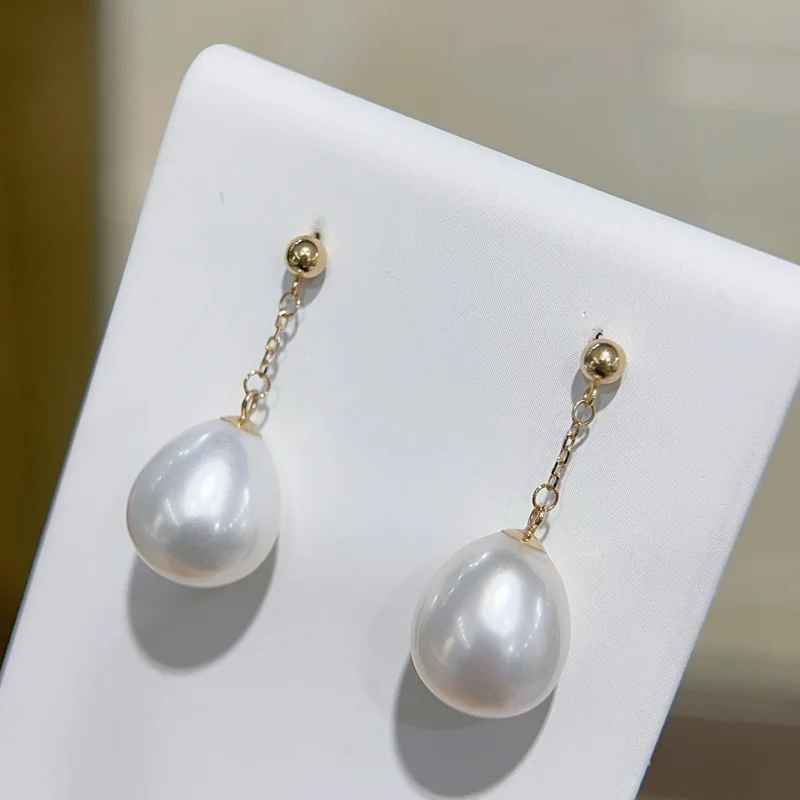 

SGARIT 18K Gold Women's Earrings Natural Freshwater Teardrop Shaped Rice Pearls Earrings Festival Great Gift New Fashion Jewelry