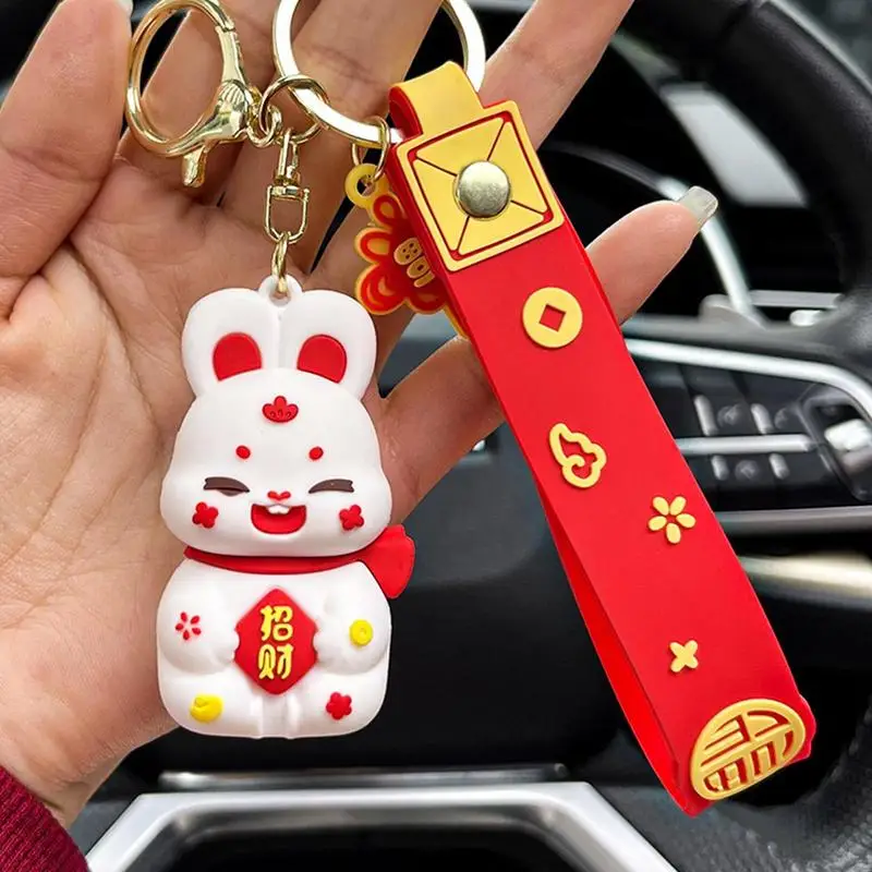 Chinese New Year Keychain 2023 Cute Rabbit Keychains Bunny Hanging Accessories Decors Chinese Zodiac Animals Key Chain