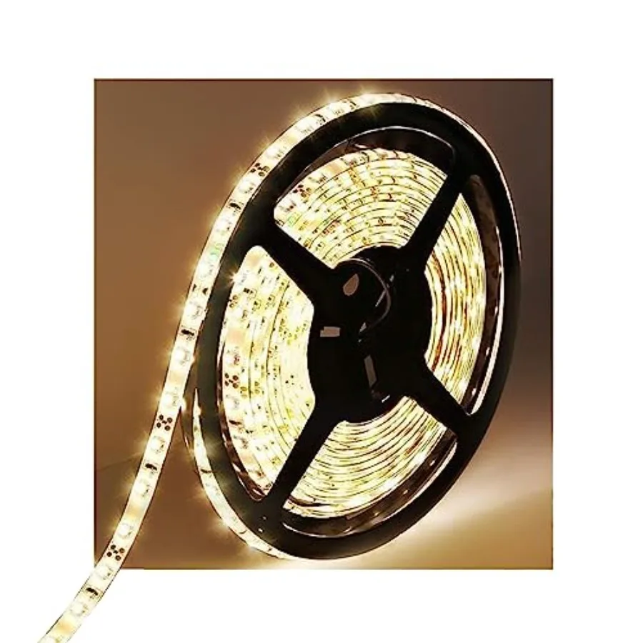 Water-Resistance IP65, 12V Waterproof Flexible LED Strip Light, 16.4ft/5m Cuttable LED Light Strips, 300 Units 3528 LEDs Lighti