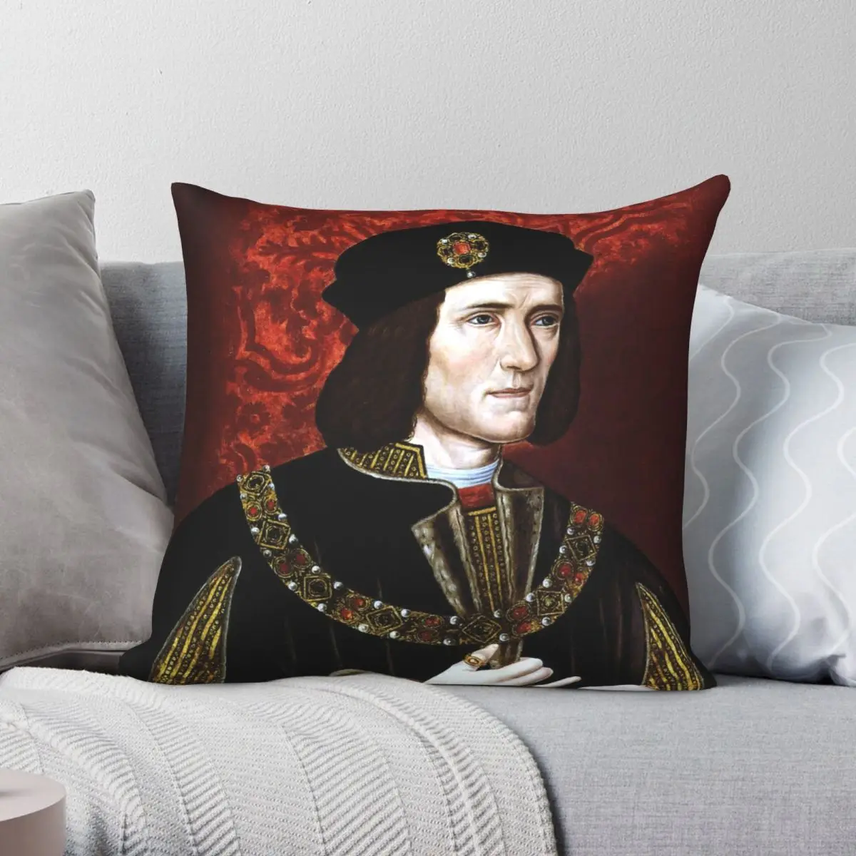 

King Richard III Of England Square Pillowcase Polyester Linen Velvet Creative Zip Decorative Pillow Case Sofa Cushion Cover