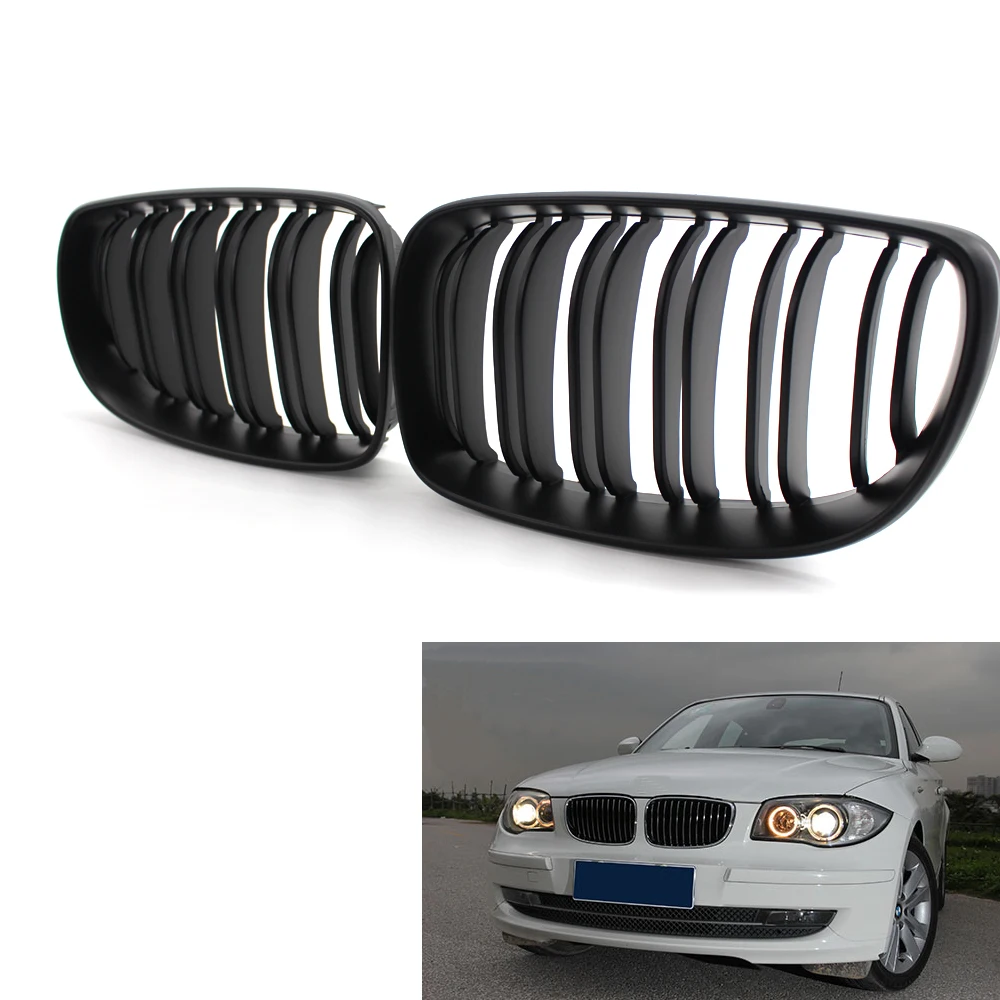 

Матовая черная передняя решетка с двойной планкой, подходит для BMW 1 серии E81 E87 E82 E88 08-11 Coupe Hatchback, 2-дверная