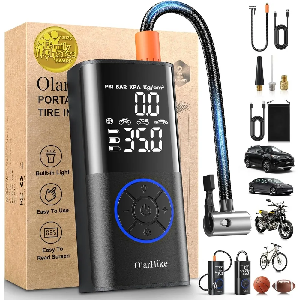 

OlarHike Tire Inflator Portable Air Compressor, Smart Dual Hose System, 160PSI Auto Air Pump for Car Tires, Bike,Bicycle,