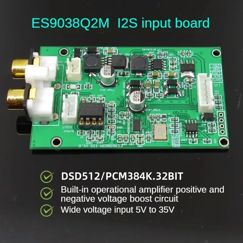 Gelaste ES9038Q2M I2S Ingang Decodering Board voor Hifi Diy Upgrade Decoder/Bluetooth/Muziek Speler DSD512 PCM384k DAC RCA Uitgang