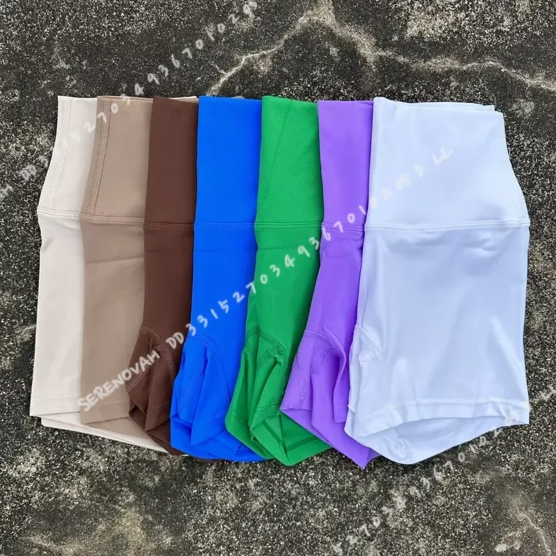 Women High Waist Fitness Shorts Soft Tight Yoga Leggings Squat Proof Athletic Gym Leisure Running Training Sport Bottoms