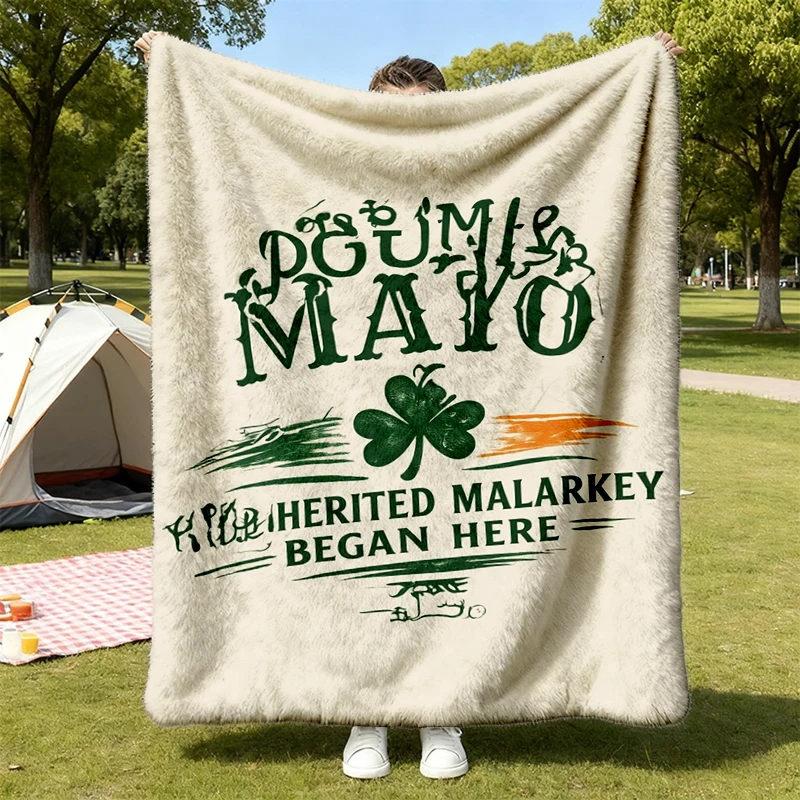 County MAYO Ireland Flannel Blanket, My Inherited Malarkey Began Here, Irish Roots Flannel Throw