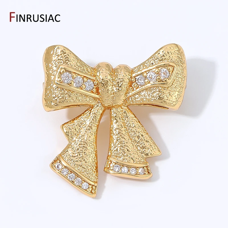 18K Gold Plated Brass Bow Knot Pearl Clasps,Inlaid Zircon Hinged Clasps Connector for DIY Jewelry Making Findings
