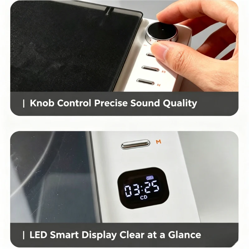 Retro CD Player Bluetooth Speaker Rechargeable with LCD Screen HiFi Multifunction Vintage Gift for Home Outdoor view 4