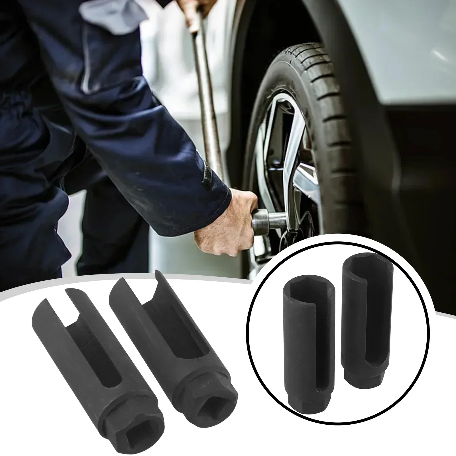 2pcs Oxygen Sensor Socket Removal Tool Six-point Socket Chrome Vanadium For 1/2inch Drive Ratchets Breaker Bars