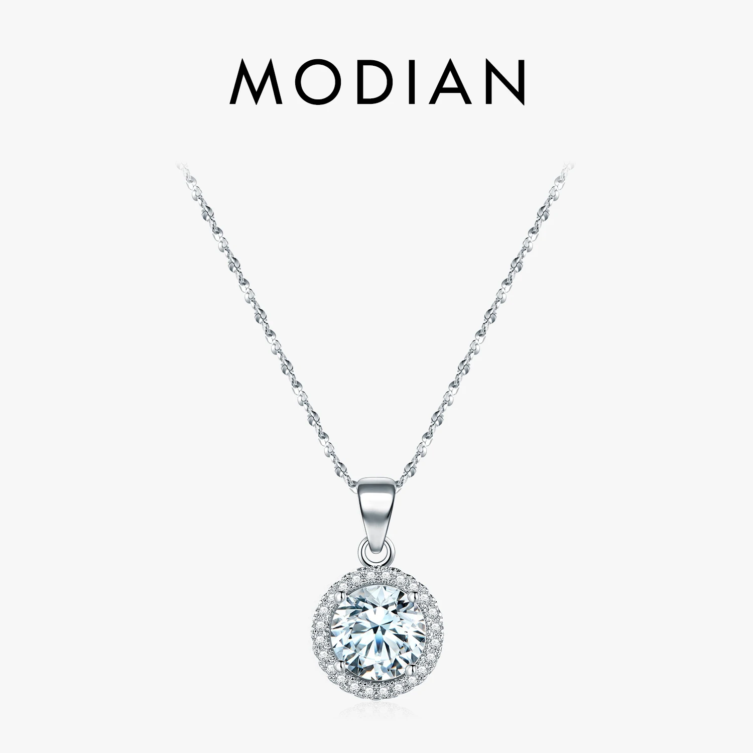 Oryginalna 925 Sterling Silver Luxury Chain marka naszyjnik z 2.0Ct AAAAA poziom cyrkon naszyjniki prezent biżuteria dla kobiet