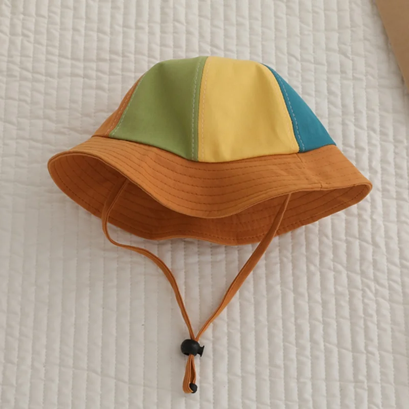 Korea Style Baby Hat Summer Newborn Baby Color Matching Rainbow Hat Kids Sun Hats Cap Children Panama Cap