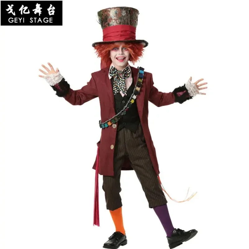 Deluxe Child Whimsy Mad Hatter Halloween Costume From Movie Through The Looking Glass Kids Alice In Wonderland Party Fancy- NM34 view 4