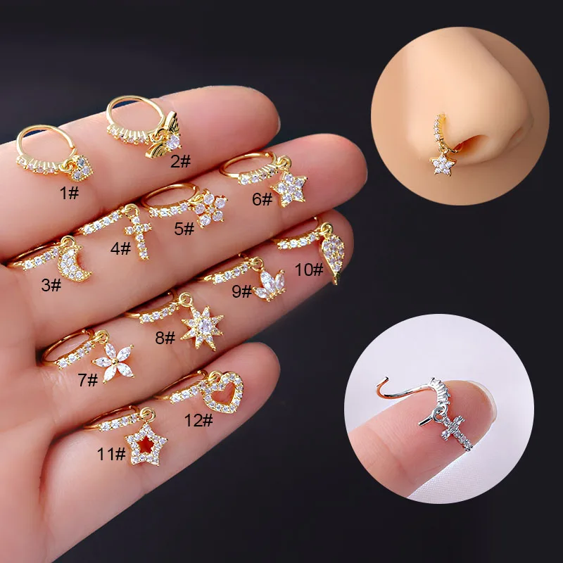 

Hengsen позолоченный африканский дизайнерский обруч для носа, свисающий кулон, кольцо в носу для женщин, ювелирные изделия для пирсинга