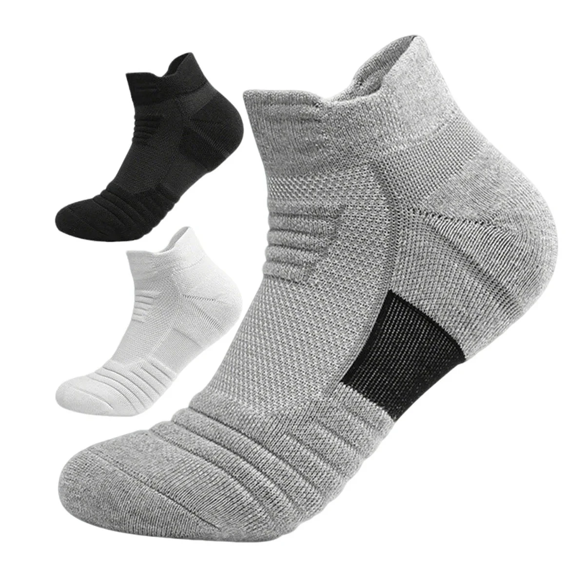 

3/6/12Pairs Men Odor Resistant Knitted terry Sports Socks Sweat Absorbing Breathable Durable Cushioning Running Basketball Socks