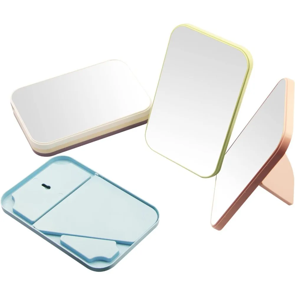 กระจกแต่งหน้าตั้งโต๊ะ 2 แพ็ค กระจกเจ้าหญิงแบบพกพาขนาด 8 นิ้ว กระจกทรงสี่เหลี่ยมที่สามารถใช้เป็นโต๊ะทำงานหรือติดผนังได้
