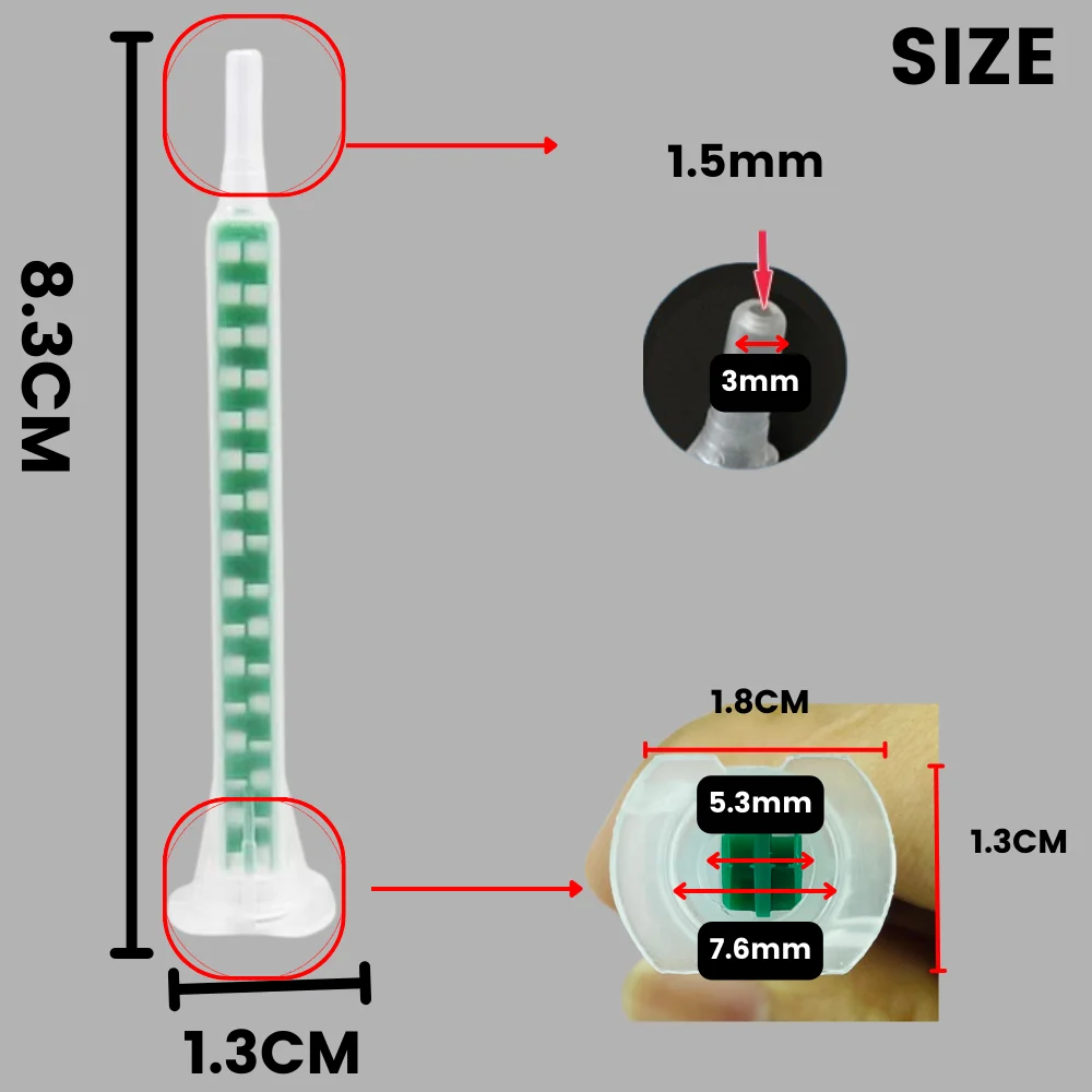 Epoxy Resin Mixing Nozzle Static Mixer Adhesive Mixing Tube Syringe for AB Glue Gun Two Component Liquid Mixer 10/20/50/100pcs