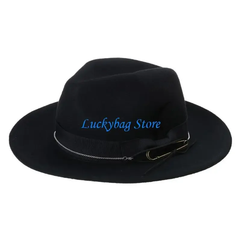 

X7XE Exotic Porkpie Hat Casual Top Hat Panama Hat Headwear Gift for Father