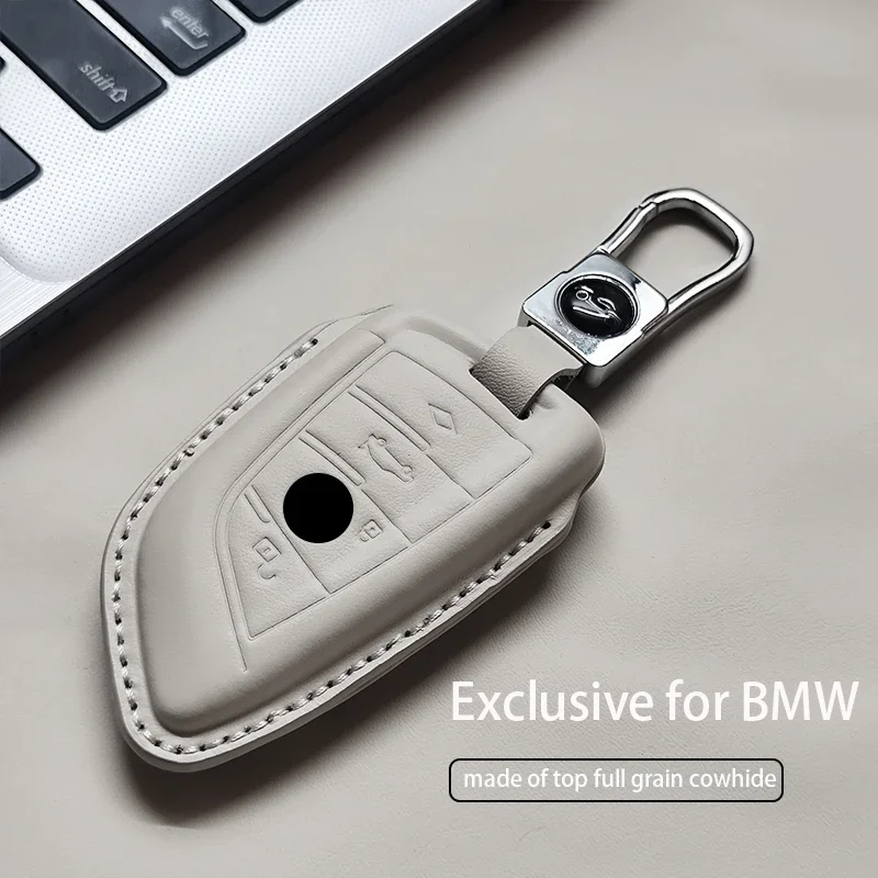 Leather Car Key Case Cover Fob for BMW G30 G20 G11 F15 F16 G01 G02 F48 X1 X3 X5 X6 X7 1 3 5 6 7 Series Keychain Luxury