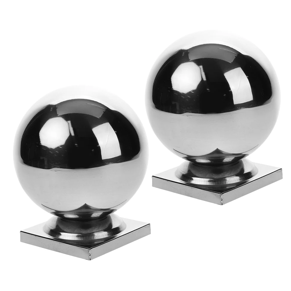

2Pcs Stainless Steel Ball Handrail End Cap Square Fence Post Decorative Dome Guardrail Cover railing sphere gate post ball fence