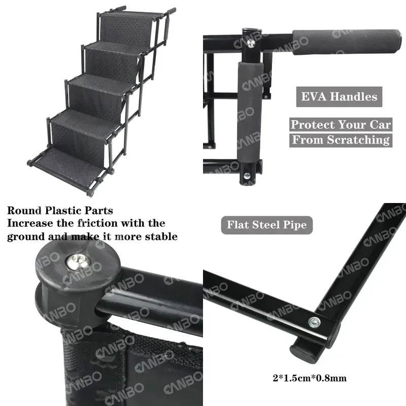 for  CanboPet Outdoor Foldable Adjustable Pet Ramp Steps Portable Light Car Dog Stairs