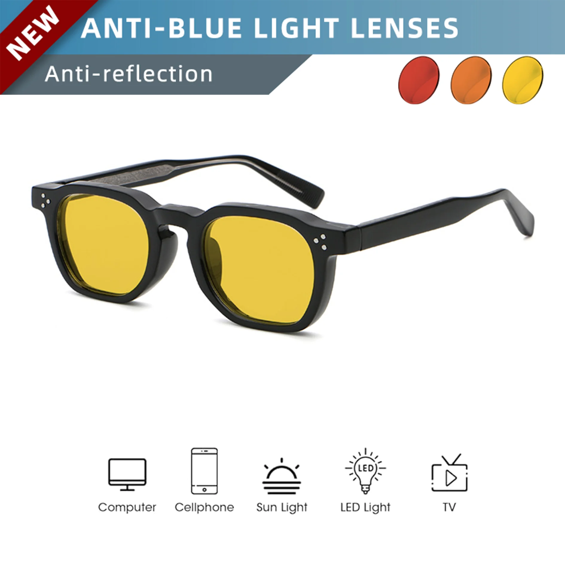 OKH Melatonin Glasses Red Yellow Lens Eyewear Soothe Gaming Eye Strain Balance Circadian Rhythm For Sound All Night Sleep