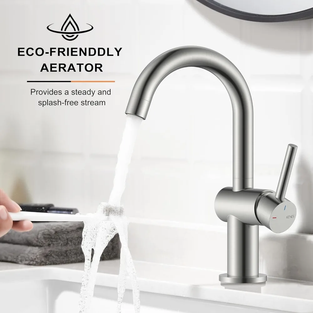 صنبور حوض الحمام بمقبض واحد من النيكل المصقول مع 360 درجة ° دوار - شريط مبلل حديث للإعدادات وصنبور أدوات تخييم RV #5