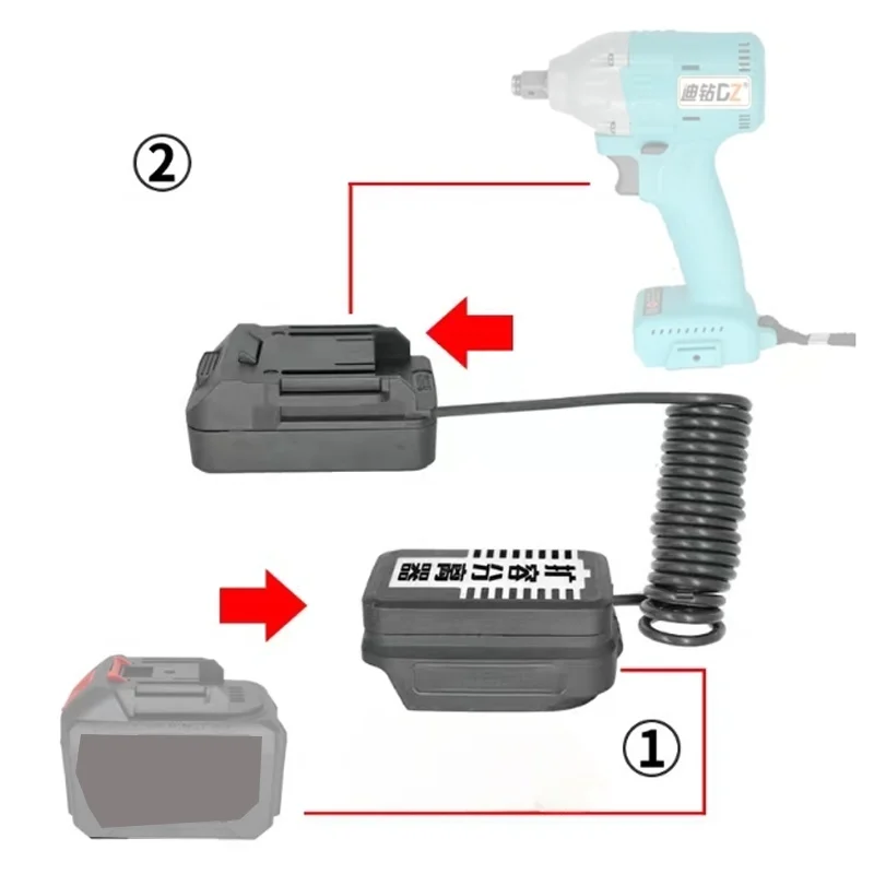 

Universal Battery Adapter with Extension Line Weight Reducer For Makita 18V For Lomvum Zhipu Hongsong Jingmi 21V Lithium Tool