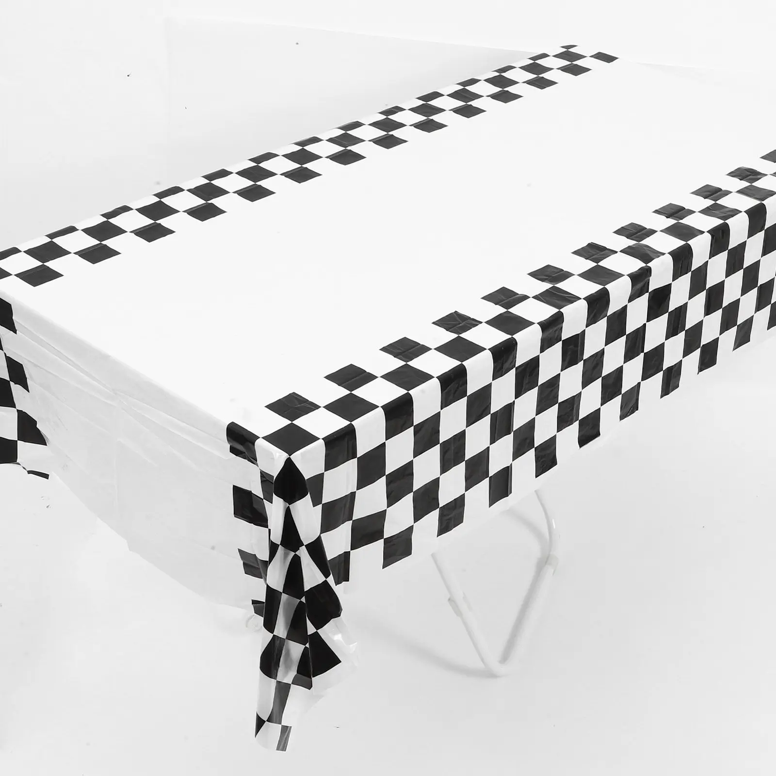 2Pcs Racing Party Disposable Checkered Tablecloth Rectangular Dinner Table Cover Black White Party Decoration Table Cloth
