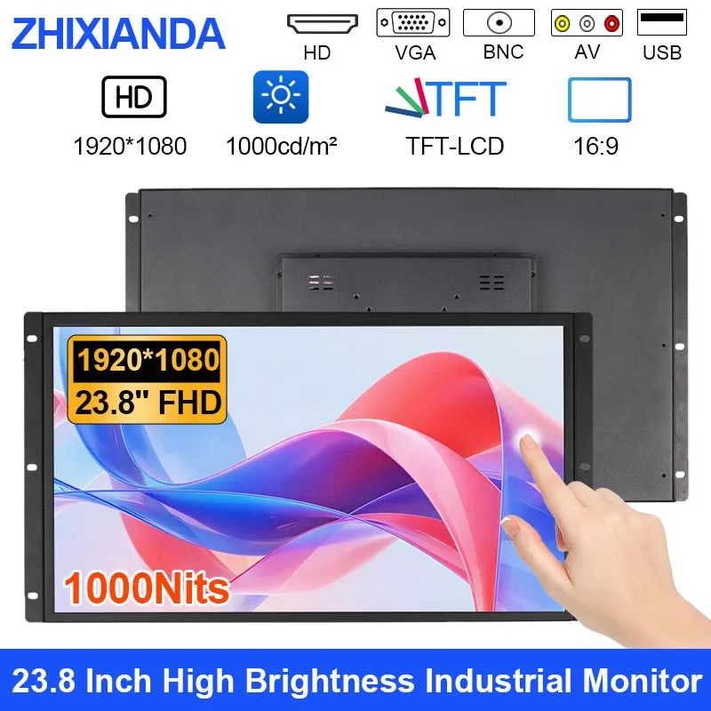 23.8 Inch 1000 Nits High Brightness 1920*1080 Open Frame Monitor Capacitive Resistive Touch Screen LCD Display For Industrial