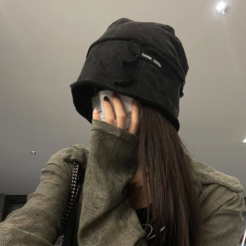 Gorros unisex de moda, gorros tipo beanie, gorros de corte amplio, sombrero de bombín vintage lavado, gorro elástico de algodón de color liso, gorro beanie estilo hip hop