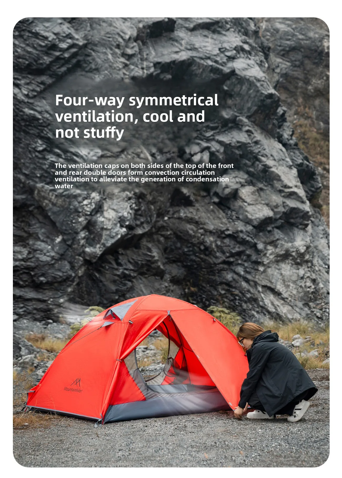 MOUNTAINHIKER Leichtes Outdoor 2-3 Personen Campingzelt, Wind- und Regenfestes Professionelles Aluminium-Stangen Wanderzelt – Detail 6