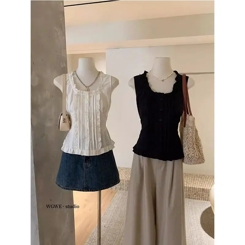 

Stunning Lace-Up Vest Top Women's Summer Outfit ort Waist-Cinching Svel irt Design Sensation Upper Apparel