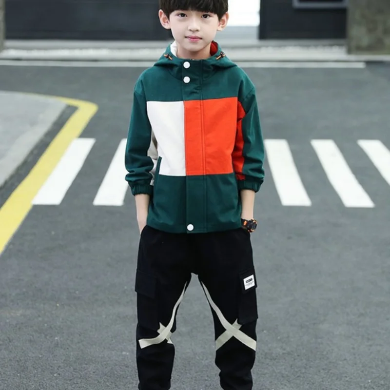 Boys Coat +Pants Kids Suits 2PCS/Set Cotton 2024 Spring Autumn Cotton Uniforms Custom Sport Christmas Gift Children Clothing