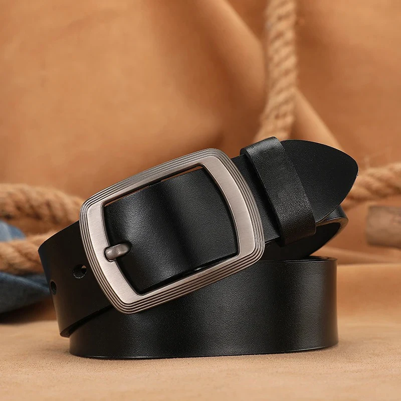 Men Belt Classic Pin Buckle Men's Matching High Quality Jeans Genuine Leather Business Cowhide Belt Authentic Men's Belt AHQ2123