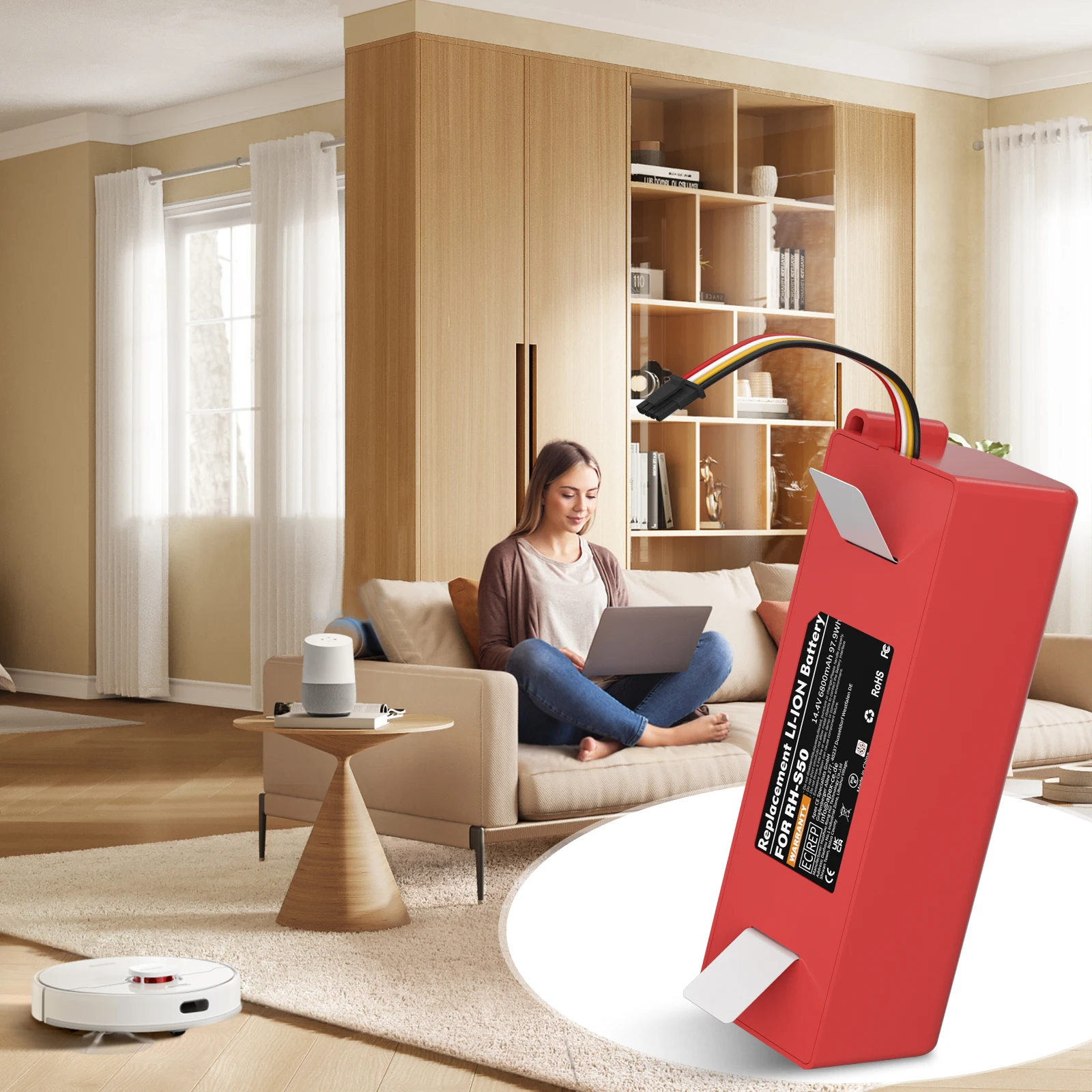 Akumulator litowo-jonowy 14,4 V 6800 mAh do odkurzacza Xiaomi S50 S51 S52 S55 S60 S65 S50 S51 S5 MAX S6 do Xiaomi Roborock — zdjęcie produktu 6