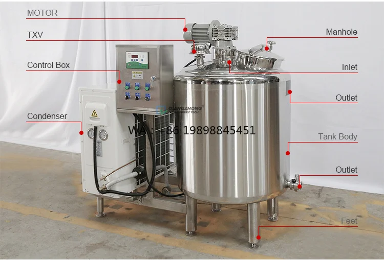 Steel Vertical Milk Cooler Chilling tank 100 Liter Milk Cooling tank 2000l 500 Liters 1000 Liter Stainless