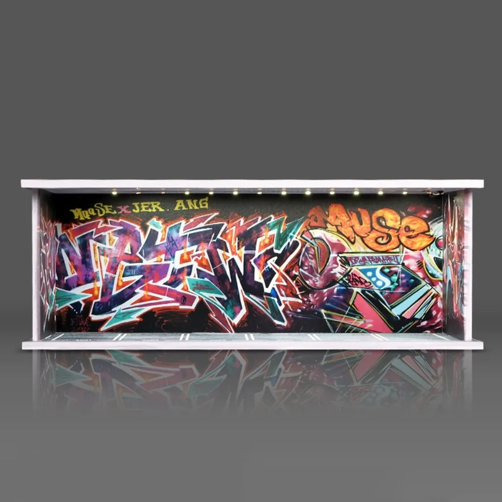 

1/64 Scale Garage Scene Model With Lights Simulation Parking Lot Model Miniature Exhibition Hall Car Model Display Box