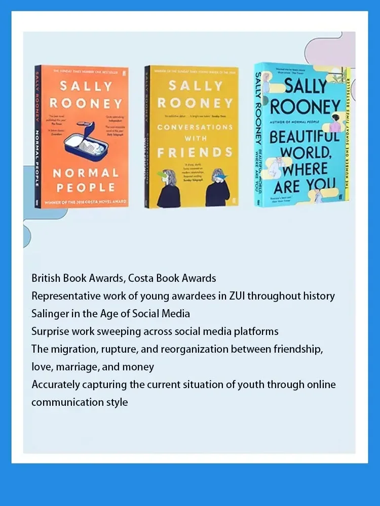 3 Books/set Conversations With Friends / Normal People/Beautiful World Where Are You Sally Rooney Life Novel Adult Fiction Livro