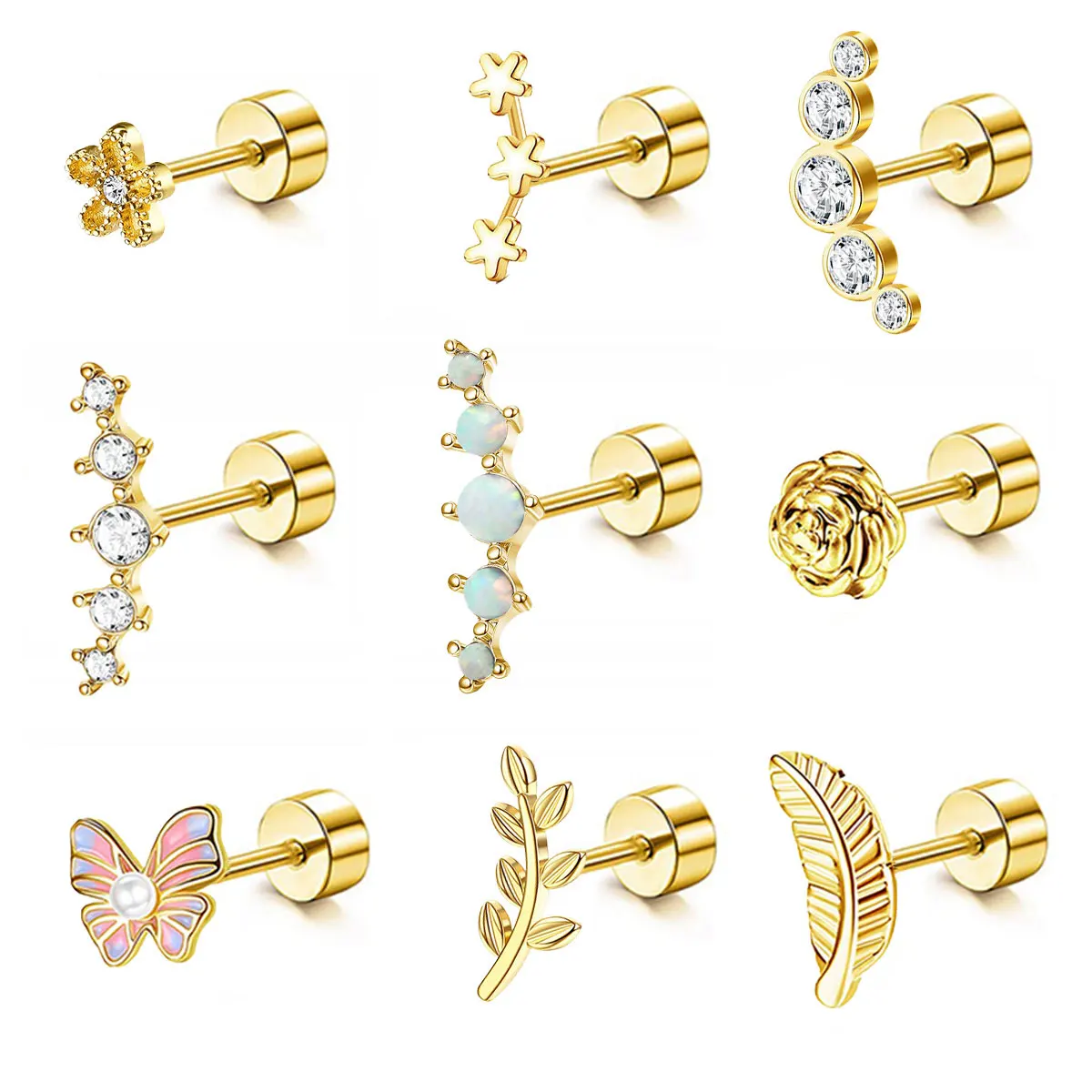 Opal Screw Back Women Plant Guangdong Classic Stud Earrings Earings For Womens