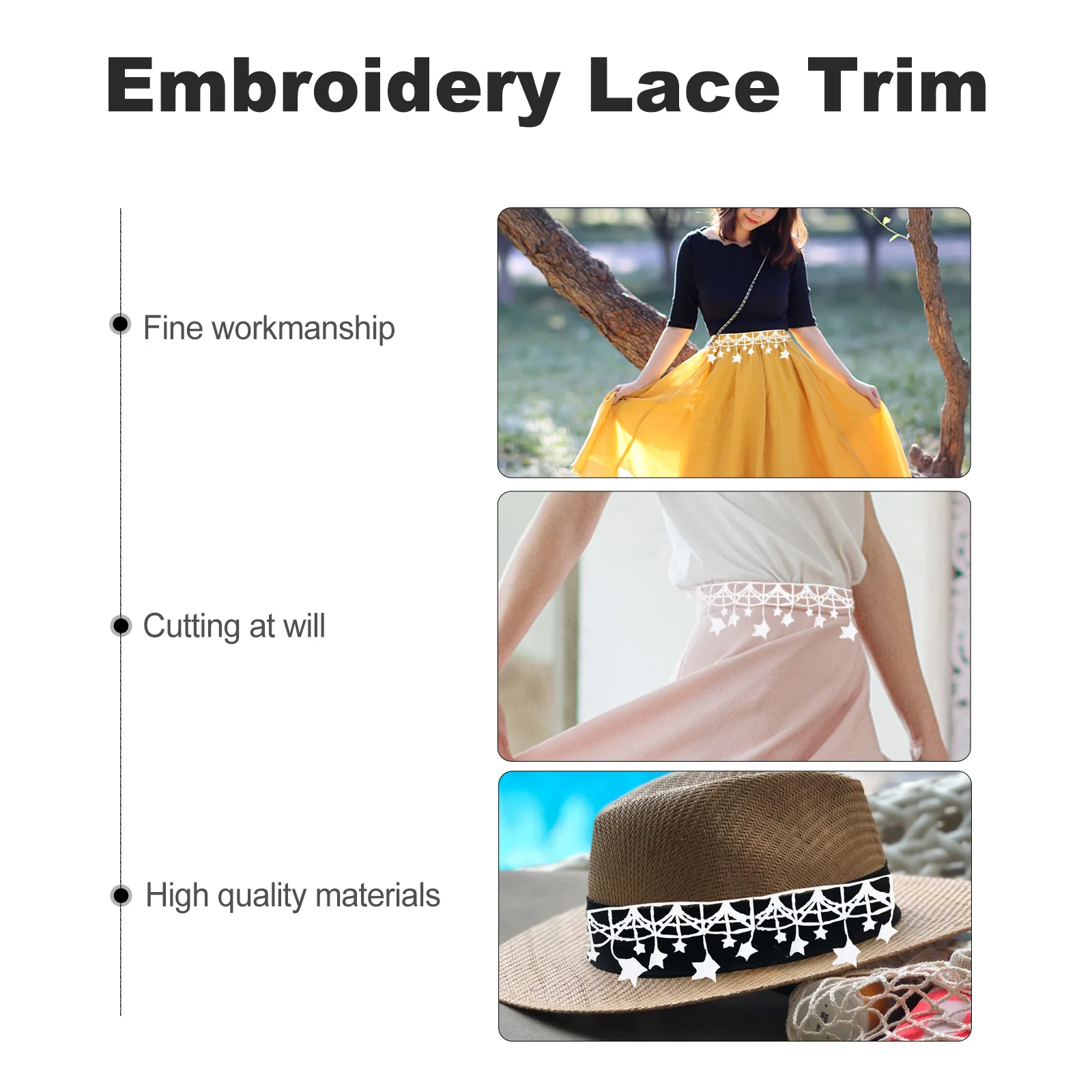 

Embroidery Lace Trim DIY Sewing Craft Material Creative Pattern Floral Ribbon Wedding Applique Decor Edge Trimming Fabric