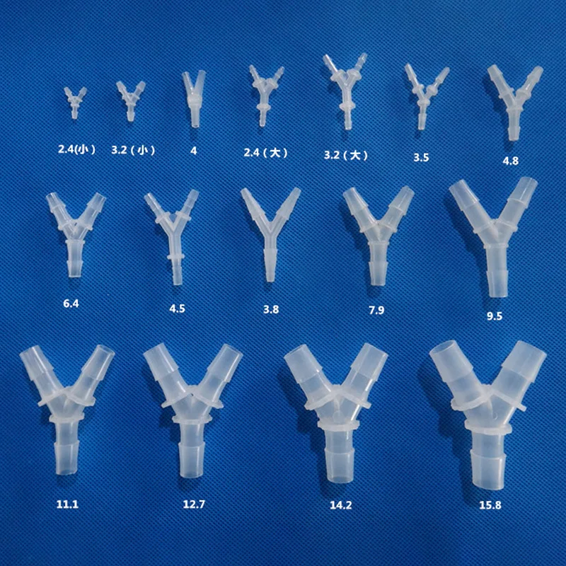 1-5pcs 2.4/3.2/3.5/4.8/7.9/11.1/12.7/14.2/15.8mm Equal Y-Type Connector Plastic Pipe Sppliters Fish Tank Air Pump Hose Connector