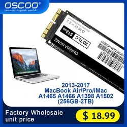 OSCOO Hard Disk SSD 512GB 1TB 2TB for 2013 2015 2017 Macbook Air A1465 A1466 A1398 A1419 Internal Solid State PCIe 3.0*4 SSD