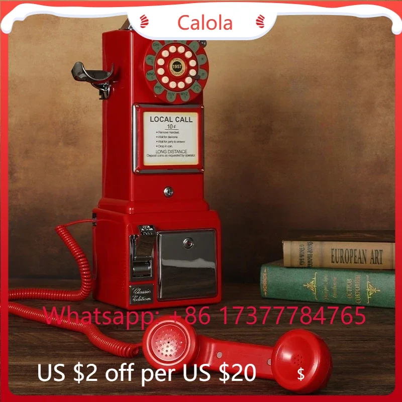 Telefone de Parede Vintage com Fio, Retrô Decorativo, Antigo, para Decoração de Quarto e Casa com Função de Armazenamento