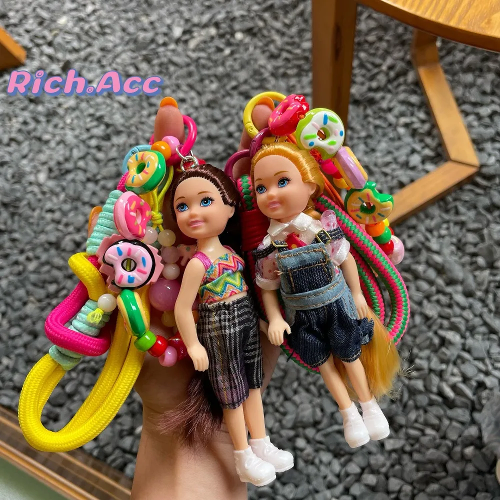 Pendant Key Ring DIY Change Clothes Bag Charm Cute Doll Couple Keychain Bag Hanging Backpack Accessory Ornament Gift for Barbie