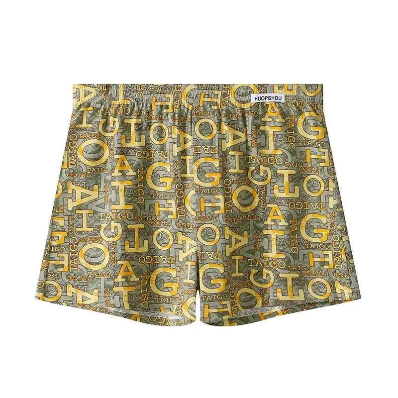 Feshion Home-pantalones de algodón con estampado para hombre, ropa interior, venta al por mayor, cintura media, sueltos, transpirables, con flechas, Cueca