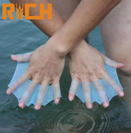 1 para Unisex żaba typu silikonowe pasy pływanie płetwy ręczne Finger rękawice płetwy wiosło sporty wodne żaba pazur sprzęt do pływania