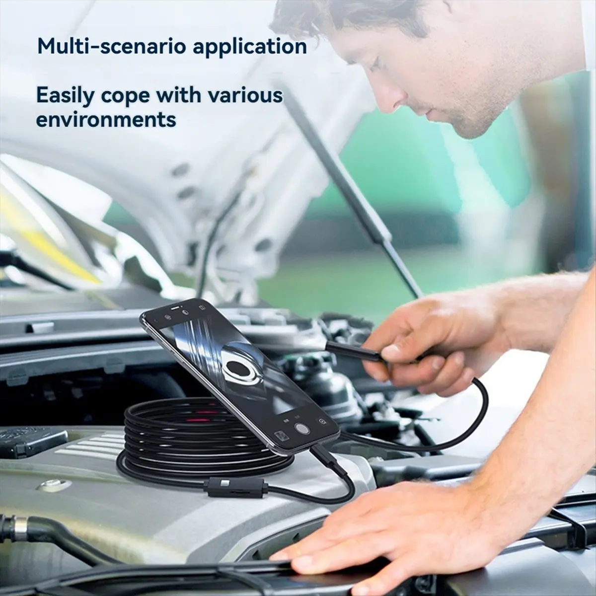 Super Sale W400B Repair Tools Car Diagnostic Tools 8mm 8LED Camera Endoscope Type-C Micro-Type Adapter 5M Cable 2000K Pixels