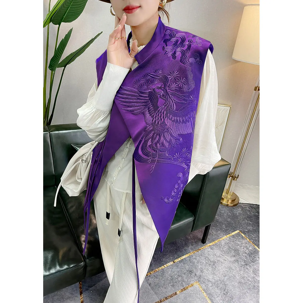 2024 new spring chinese style women exquisite embroidery vest retro standing collar improved vintage vest versatile vest